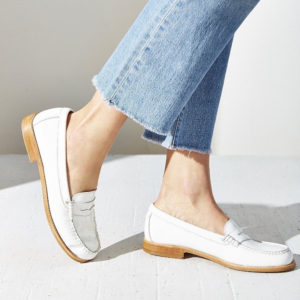 Bass Weejuns - Patent Leather White Penny Loafers